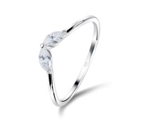 Wing Shaped CZ Stone Silver Ring NSR-4070